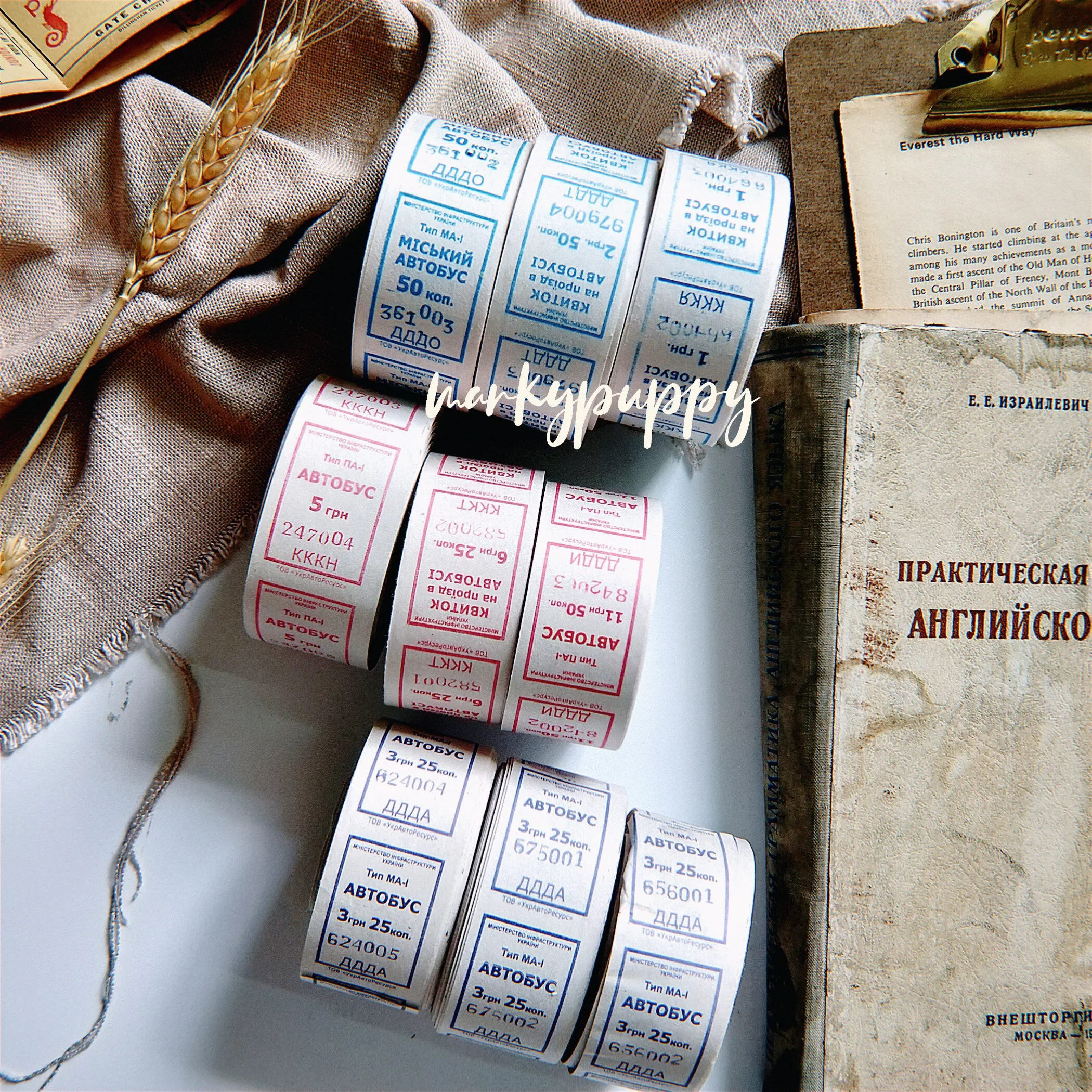 

WOKO 30 sheets/lot Vintage Foreign Tickets Material Retro Ukrainian Bills Receipt Sticker DIY Scrapbooking junkjournal Escolar