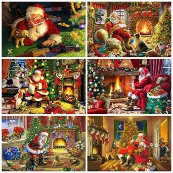 

HUACAN 5D Diamond Painting Christmas Santa Claus Full Square Drill Embroidery Handcraft Art Kits Home Decoration Lover Gift