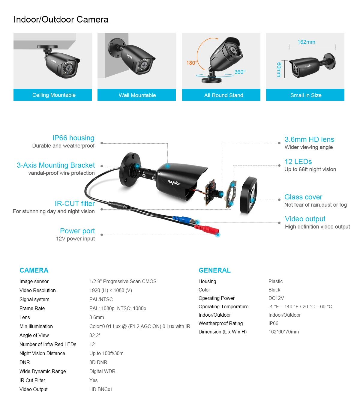SANNCE 16 каналов CCTV система безопасности 16CH HD 1080P DVR 16 шт 1920*1080P IR уличные камеры 1.0MP комплект видеонаблюдения
