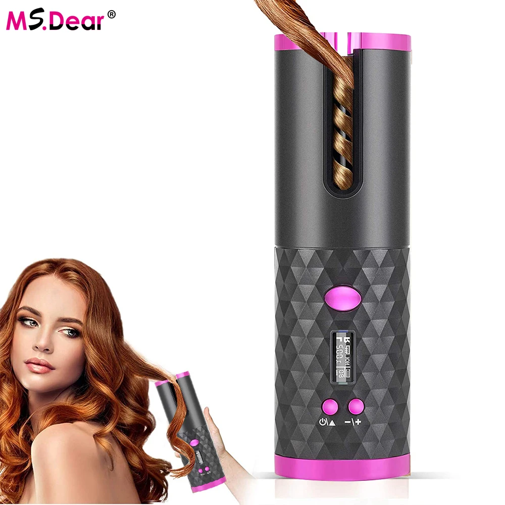 

Automatic Hair Curler Iron Wireless Curling Iron USB Rechargeable Air Cordless Curler For Curls Waves LCD Display Ceramic Curly