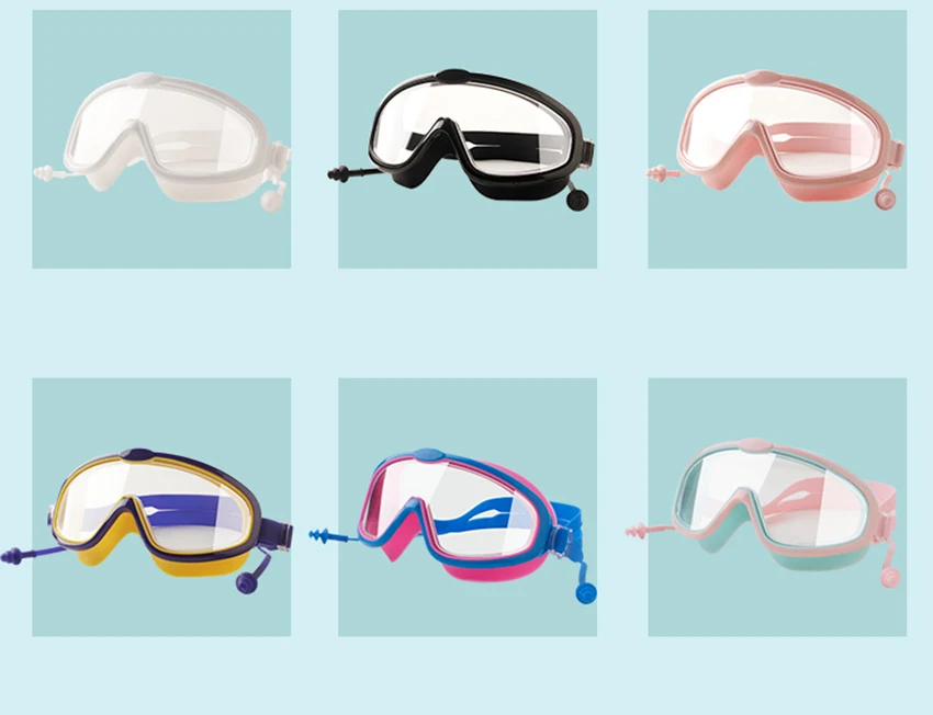 Kids Anti-fog Swimming Goggles With Earplugs No Press The Eye Swim Eyewear