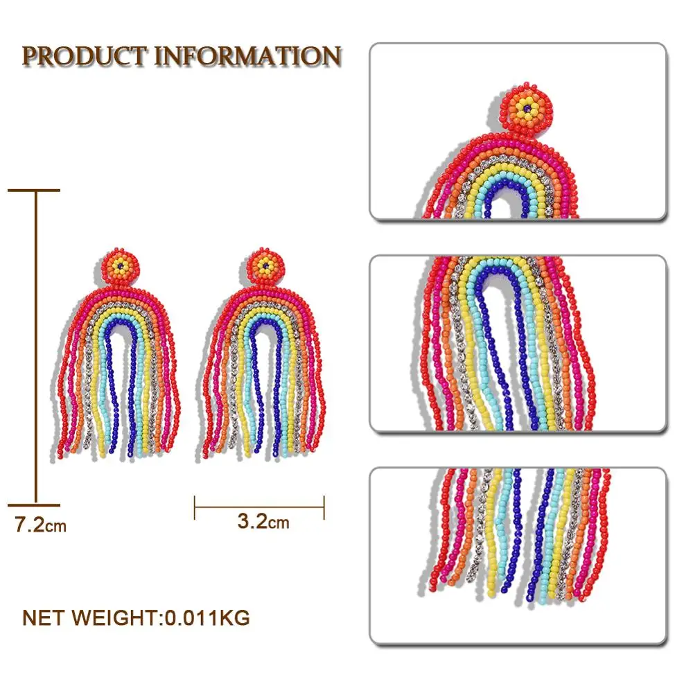 Dvacaman женские длинные висячие серьги в стиле бохо с радугой и кисточками, подвески с изображением снеговика Санта Клауса, висячие серьги, ювелирные изделия, рождественские подарки