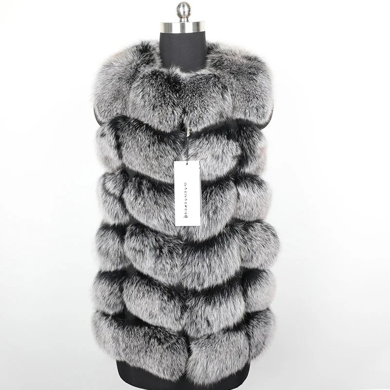 Женская зимняя куртка из натурального меха, пальто из меха лисы, жилет из натурального меха, короткая жилетка без рукавов