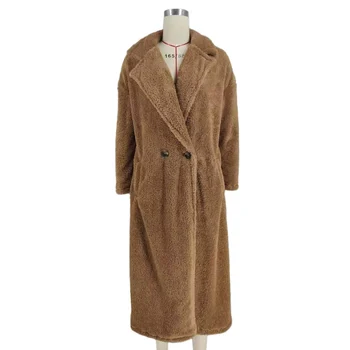 

Jacket Coat Female Autumn Winter New Long Section Fleece Lapel Single Row Two Buckle Solid Color Women's Coats!: