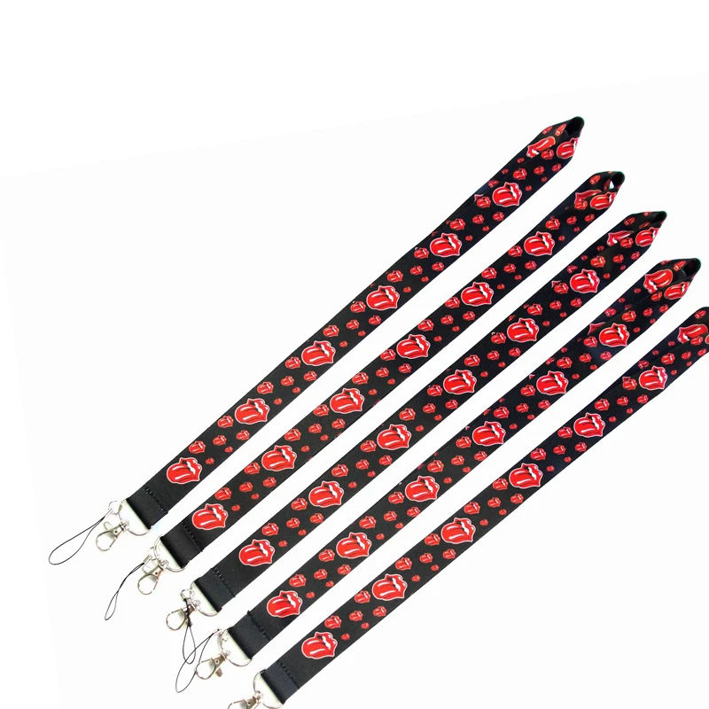 

Red Tongue Polyester Cell Phone Neck Lanyard Neck Straps for Smartphone Key ID Card Keychain Necklace Dropshipping