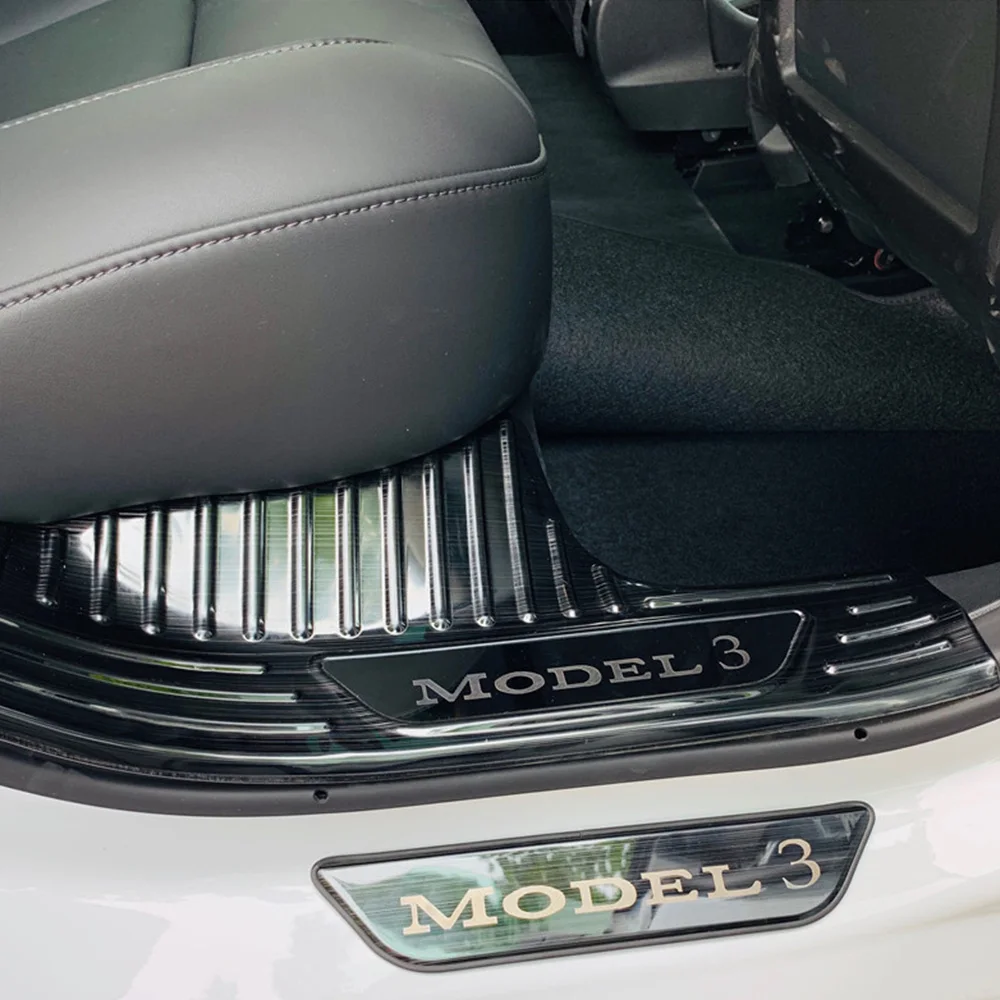 

For Tesla Model 3 2017 2018 2019 Stainless Steel Scuff Plate Door Sill Protector Trim Kick Guard Pedal Step Cover Car Styling
