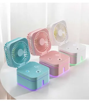 

Mini Portable 250mL Magic Cube Ultrasonic Humidifier Desktop Home Car USB Mute Humidifiers With Colorful Night Light Fan