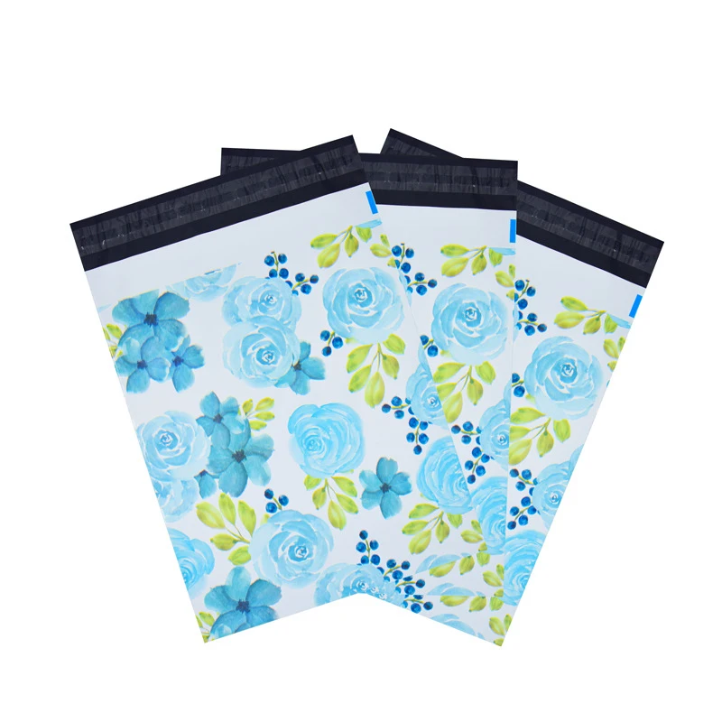 

100Pcs Courier Bags Blue Rose Plastic Envelope Thicken Poly Storage Bag Self Adhesive Seal Plastic Pouches Mailing Bag 25.5x33cm