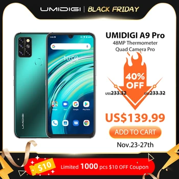 UMIDIGI A9 Pro 32/48MP كاميرا رباعية 24 ميجابكسل كاميرا سيلفي 6 جيجابايت 128 جيجابايت هيليو P60 ثماني النواة 6.3  1