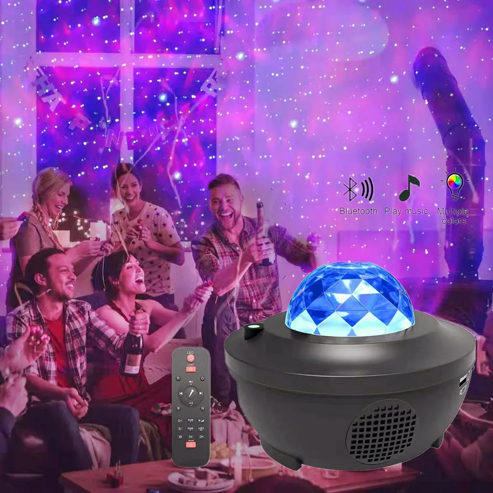 

Starry Sky Projector Lamp Ocean Wave Night Light Bluetooth Music Speaker Romantic Colorful Projection Night Lamp