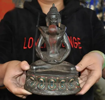 

wedding decoration 8" Old Tibetan Buddhism Bronze Adi-Buddha Kuntuzangpo Sakyamuni Buddha Statue