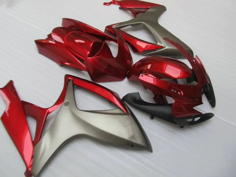 Комплект обтекателей под давлением для GSXR600 750 K6 06 07 GSXR 600 2006 2007 ABS красный серый
