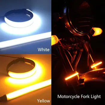 

1Pc Amber LED Motorcycle Fork Light 120 Degree Viewing Angle Turn Signal Light Strip Indicator Light Blink Fit For Motorcycle
