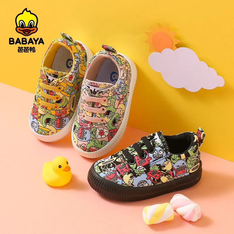 

Babaya Baby Girl Shoes 2021 Spring Low-cut Graffiti Pattern Fashion Wild children Girls Baby Casual Canvas Shoes 1-3 Years Old