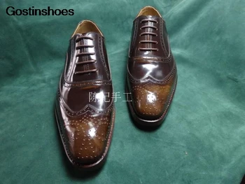 

Zapatos Formal Wear Calfskin Sole Customize Man Shoes Fashion Para Hombre Handmade Bullock Leather Rub Color Leather Derby Shoes