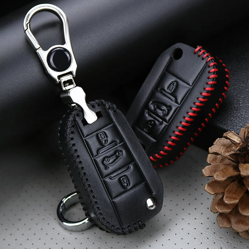 Leather Car Key Fob Cover For Citroen C1 C2 C3 C4 C5 C6 Aircross Cactus Xsara Picasso Berlingo Keyring Case Accessories | Автомобили и