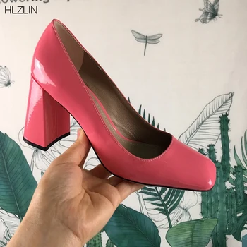 

Designer Brand High Heels Leather Women's Shoes Square Head High Heels High Quality Women's Formal Shoes Party Shoes