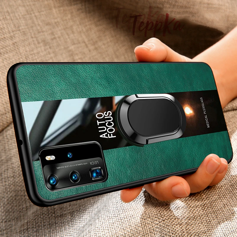 Чехол из мягкой кожи для Huawei P40 P30 P20 P10 Pro Lite Mate 30 20 pro противоударный чехол с кольцом