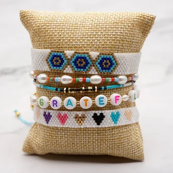 

Go2Boho Pearl Bracelet For Women Friends Miyuki Jewellery Letter Bracelets Boho Jewelry Heart Pulseras Mujer Bohemian Tila Beads