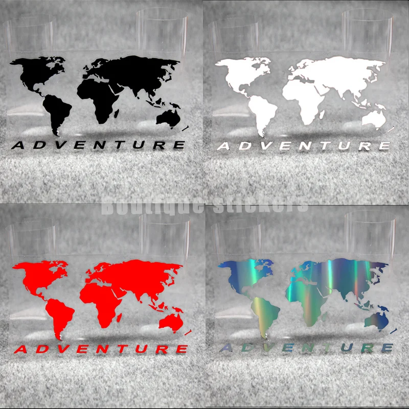 World Map Die-cut Decals Camping Adventure Stickers Body Stickers Waterproof Reflective Stickers Field Adventure RV Stickers