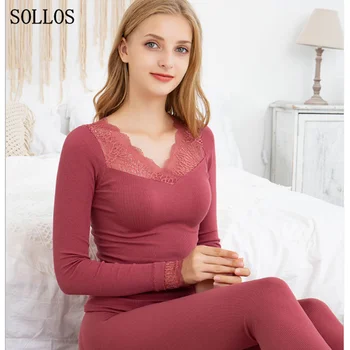 

sexy lace thermal body shaper Thin lingerie set shapewear underwear women thermal clothes sleep tops womens winter clothing tops