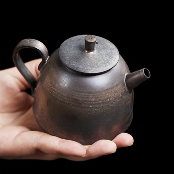 

Japanese Short mouth teapot rough pottery tea making utensils domestic Kung Fu tea utensils hand-made kilns change handlebars