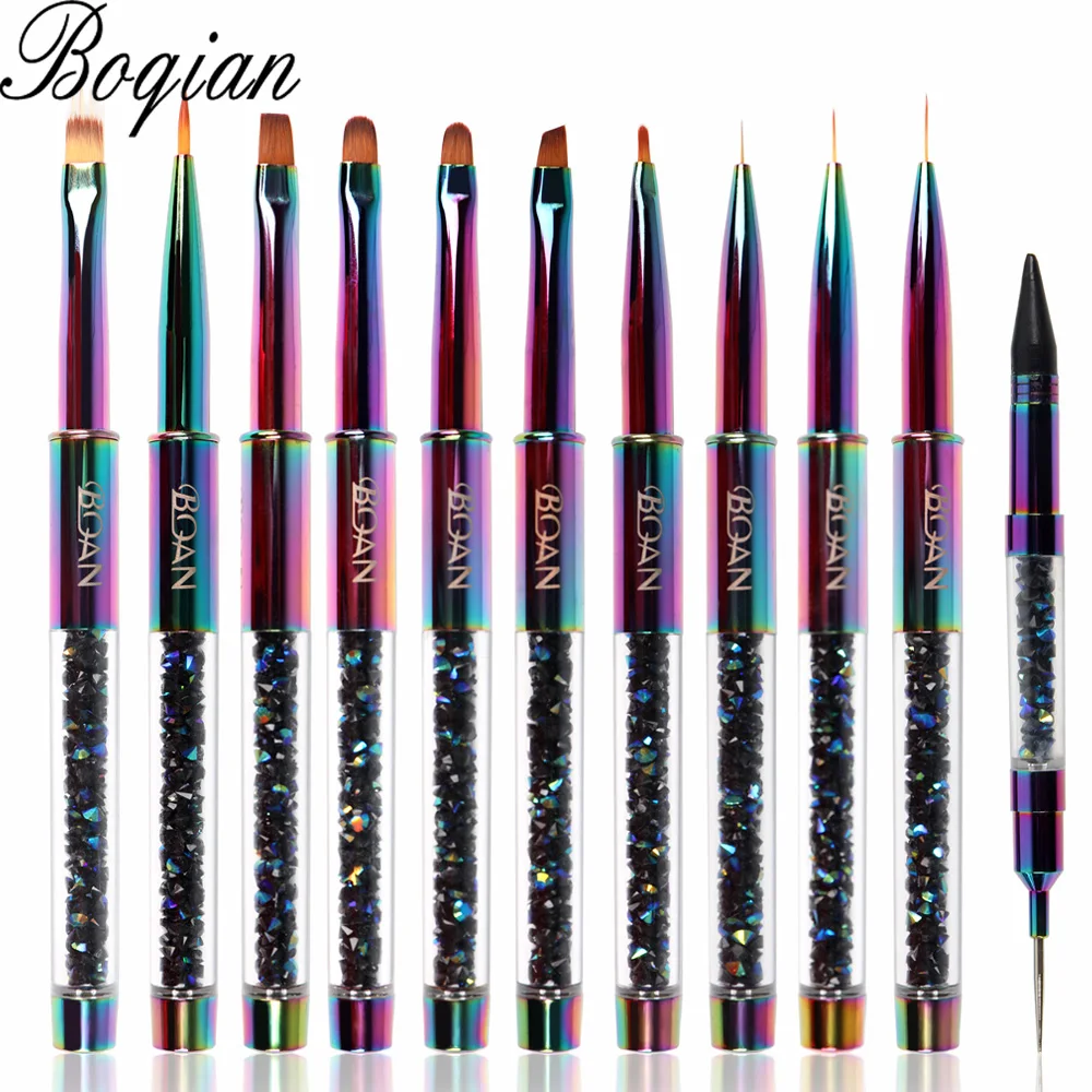 BQAN Rainbow szczotka do paznokci pędzelek do żelu do Manicure akrylowy żel UV przedłużacz do paznokci polski malowanie pędzel narzędzia do malowania