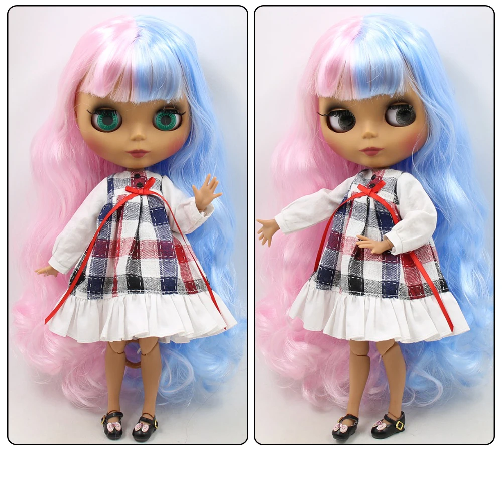Neo Blythe Doll with Multi-Color Hair, Dark Skin, Matte Cute Face & Custom Jointed Body 1