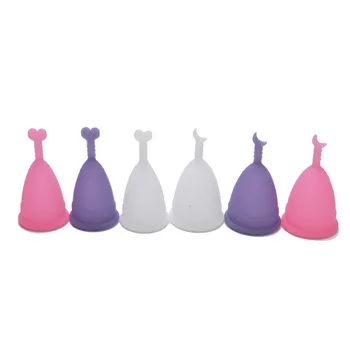 

3PCS S Sizes Pink White Purple Feminine Lady Menstrual Cup Silicone Coppetta Mestruale Coupe Menstruelle Moon Period