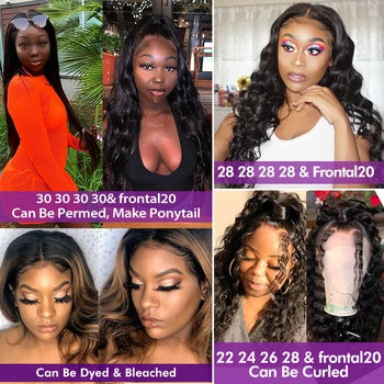 Luvin 28 30 32 34 40 Inch Brazilian Hair Weave 3 4 Bundles With 13x4 Lace Frontal and Closure Remy Body Wave 100% Human Hair 6