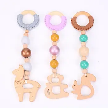 

3Pcs/Set Baby Play Gym Frame Beech Beads Pendants Stroller Hanging Rattle Toys Room Decoration Gift