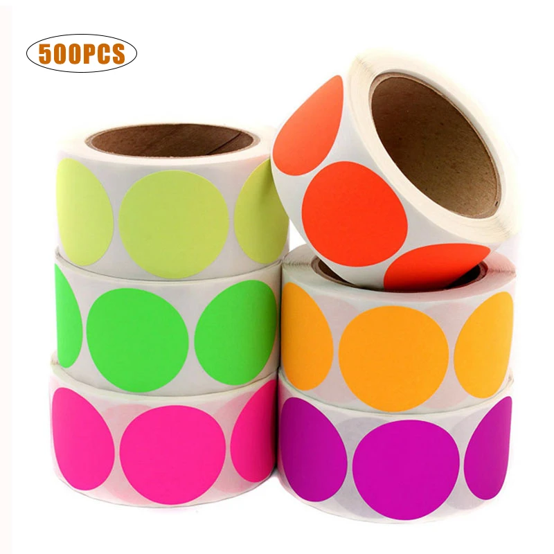 

500PCS Color-Code Dot Labels on Sheets Stickers Scrapbooking Commodity Code Variety Pack Stationery Round Shape Chroma Stickers