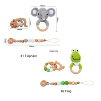 1set Baby Rattle Wooden Crochet Elephant Bells Music Teething Bracelet Pacifier Dummy Clips Gym Play Rodent Baby Products Toy 2