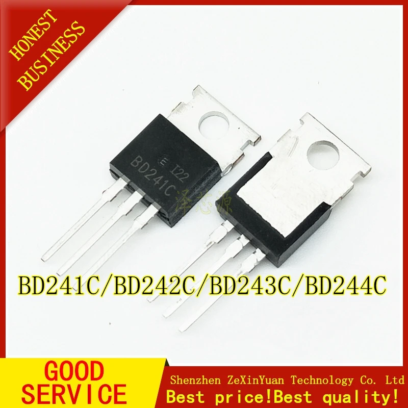 

10PCS BD241C TO-220 BD241 BD242C BD243C BD244C Silicon NPN Power Transistors