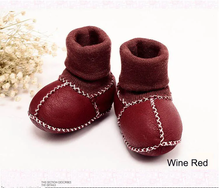 Детская зимняя обувь из натуральной кожи с овечьим мехом; теплые детские ботинки для малыша; ботинки для маленьких девочек и мальчиков; обувь для новорожденных; обувь для первых шагов