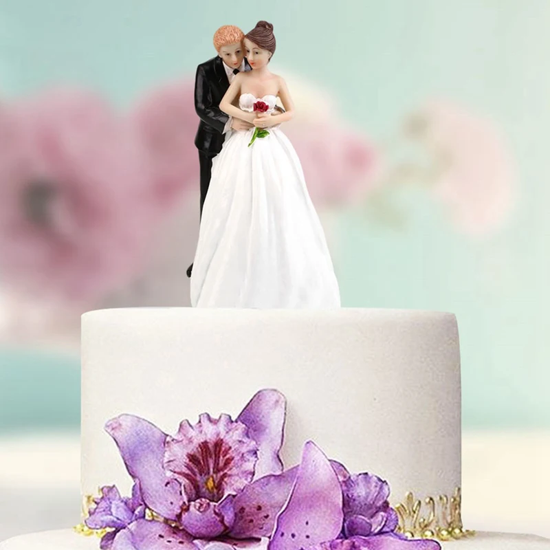Многоразовые романтические Жених Невеста жених Смола статуэтка Свадебные топперы на свадебный торт Свадебные украшения Свадебные аксессуары
