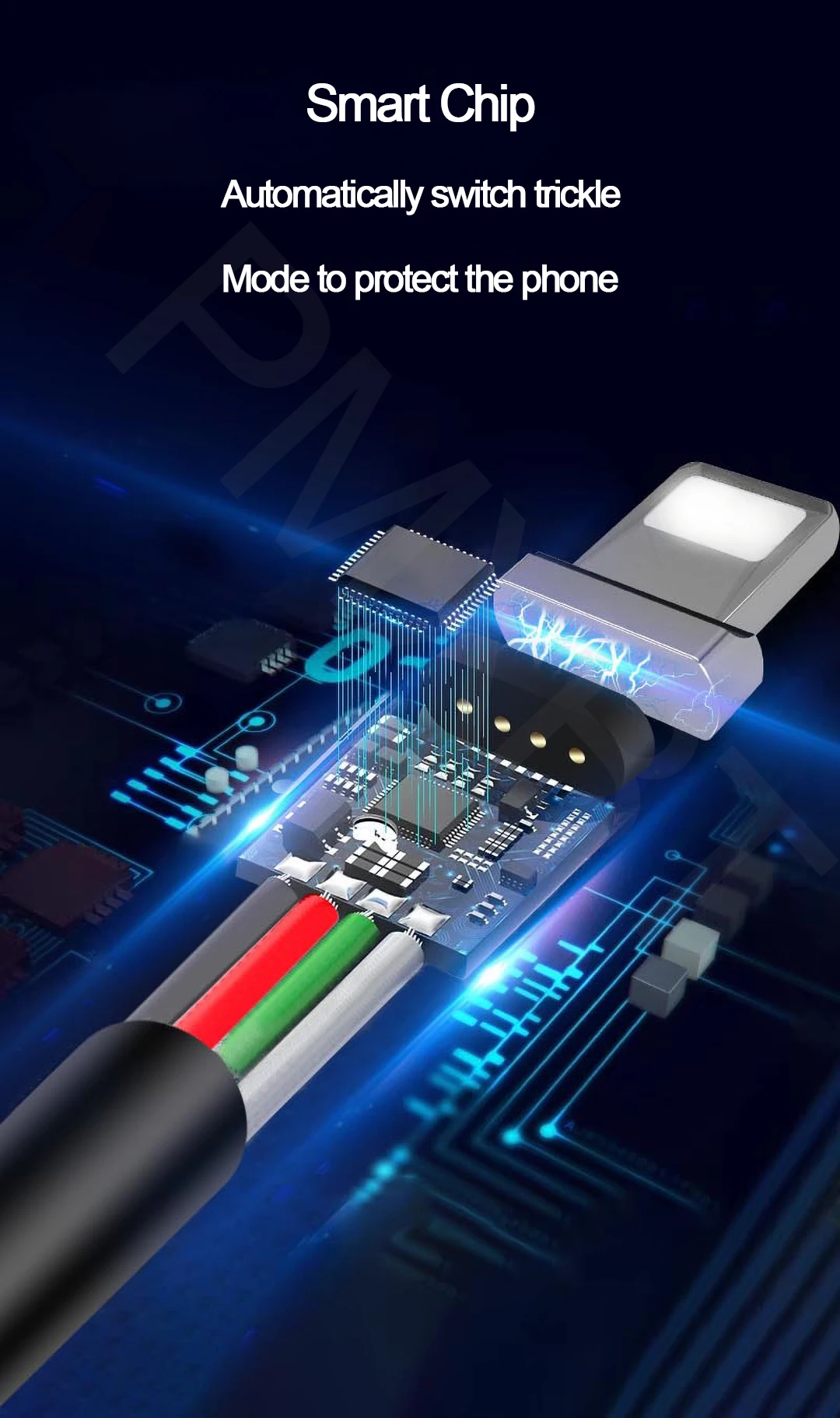 Магнитный кабель type-C 3 А для быстрой зарядки samsung S9 Xiaomi, магнитный светодиодный USB C 1 м, зарядный шнур для мобильных смартфонов, кабели для синхронизации данных
