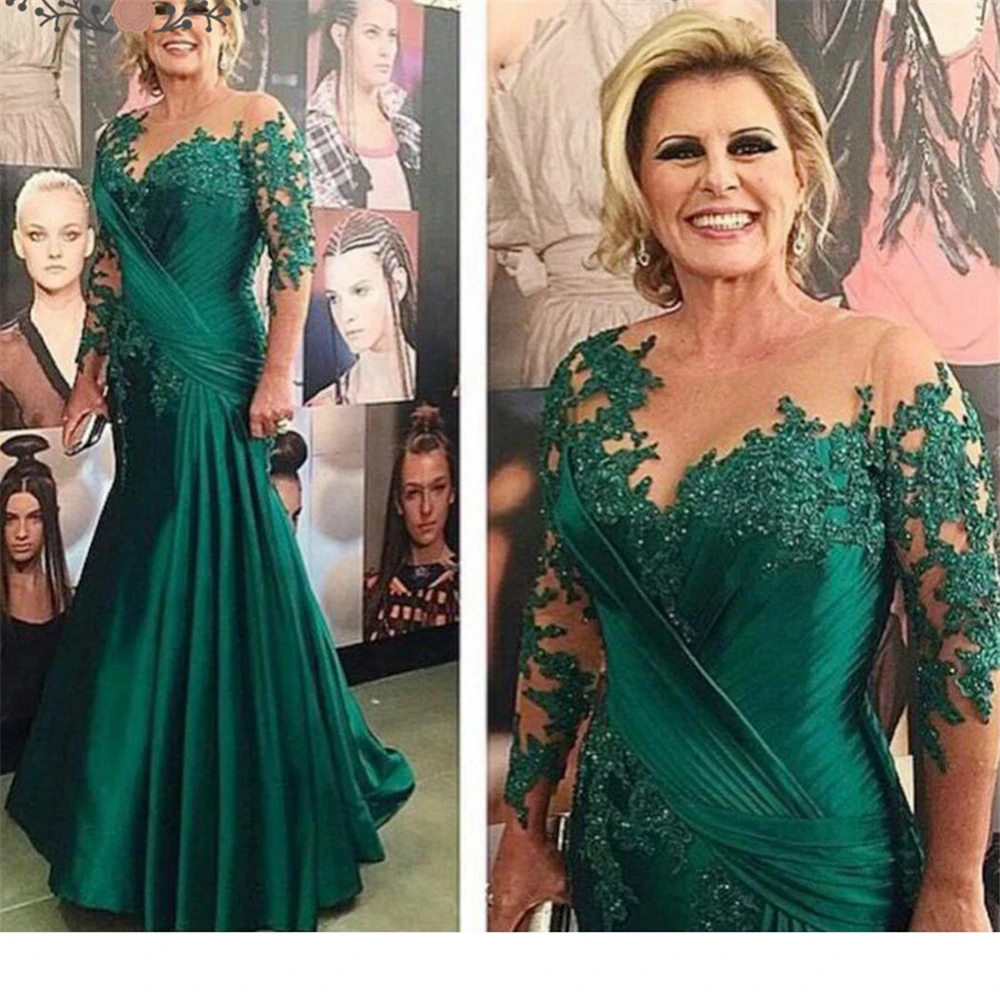 Очаровательные атласные аппликации Vestidos De Novia Половина рукава Русалка бисером оборками на заказ мать невесты платья