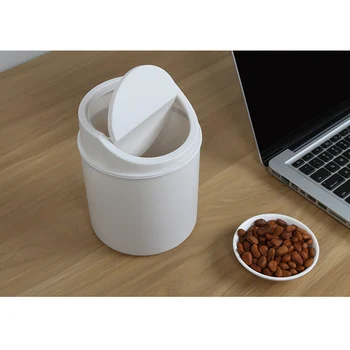 

Countertop Mini Trash Can Swing Lid Removable Cover Table Wastebasket for Home JS22