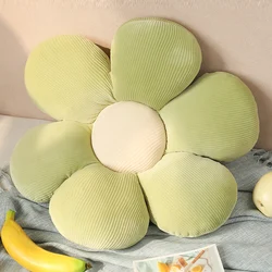 Soft Pink Sunflower Petal Cushion - Girly Room Decor Pillow - About 40-45cm (Green-white 6)