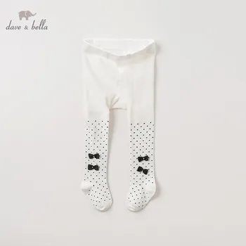 

DB12171 dave bella autumn baby girls pants children full length kids dots pants knitted leggings infant toddler trousers