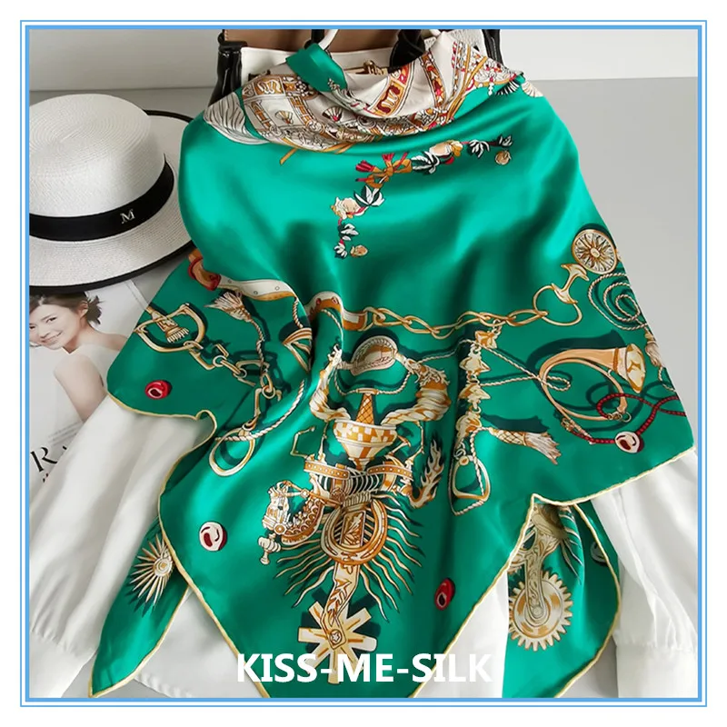 KMS Peacock Green Big Scarf Shawl Spring and Autumn Wild Women shawl 110*110cm/30g |