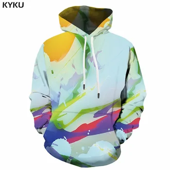 

KYKU Brand Graffiti Hoodie Men Colorful Hooded Casual Psychedelic Hoodie Print Abstract 3d Printed Art Sweatshirt Printed