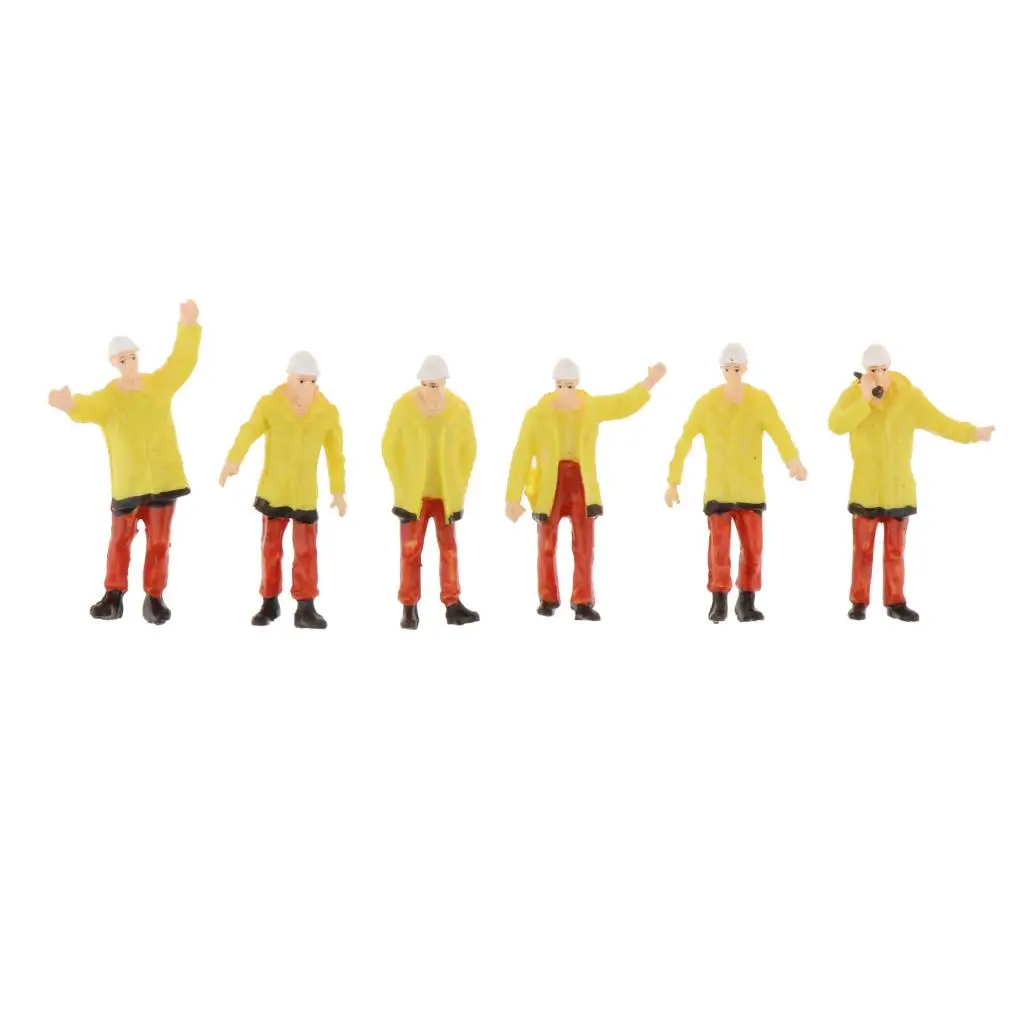 Lot 6 Small People Figurines, 1:50 Scale Model Trains Architectural Plastic People Figures Tiny People for Miniature Scenes