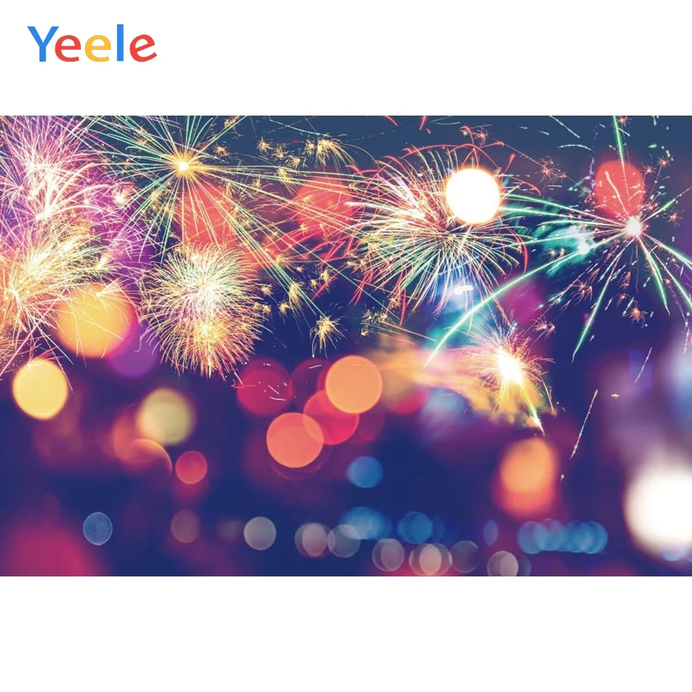 

Yeele Colorful Fireworks New Year Backdrop Baby Portrait Vinyl Photography Background For Photo Studio Light Bokeh Photophone