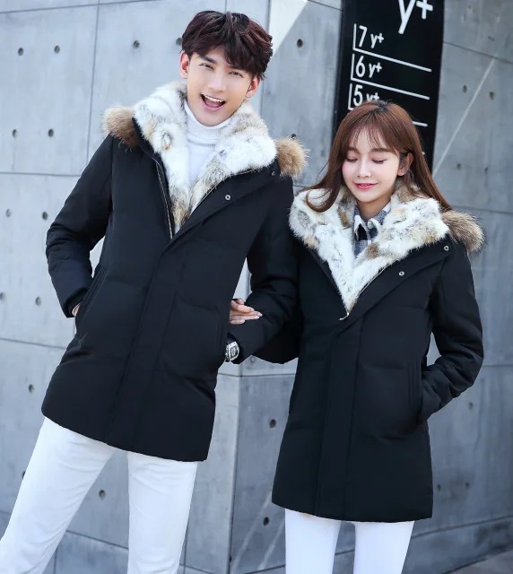 Пакистанская женская одежда Горячая новая куртка в длинном разделе корейских мужчин молодых пар платье большое зимнее пальто толстый код - Цвет: Черный