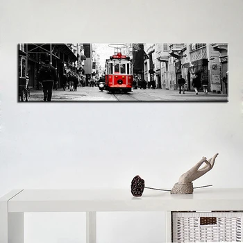 

60x210cm-Nordic Red Bus Landscape Posters and Prints Canvas Paintings for Living Room Wall Art Decorative Pictures Canvas Print