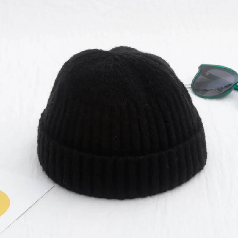 Sparsil, женские, мужские, в стиле хип-хоп, вязаные шерстяные шапочки, унисекс, зимняя уличная шапка с тыквой, переносная шапка с дыней, высокое качество, без полей, SkullCap - Цвет: Black