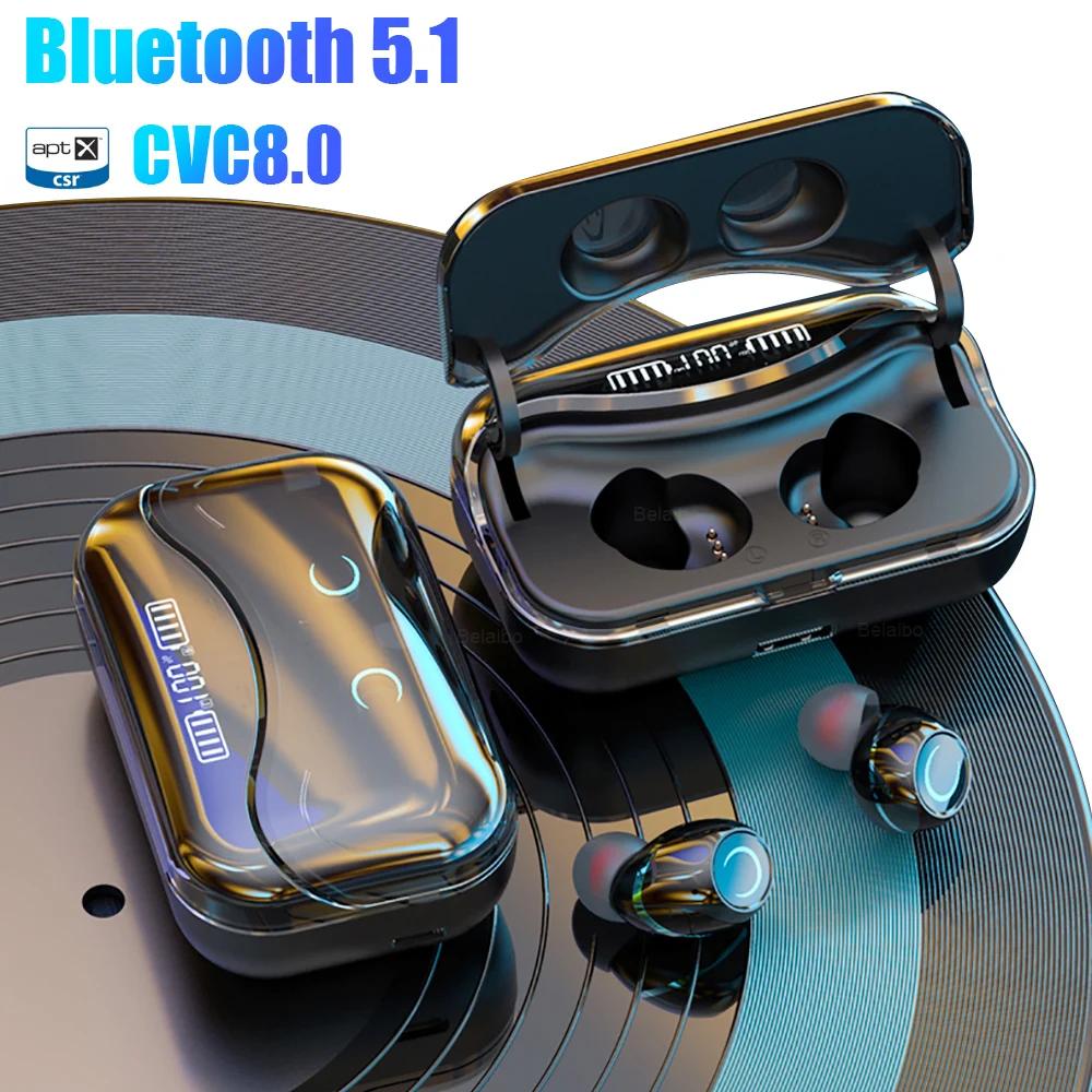 Bluetooth 5 1 headphone Touch Control Wireless Earphone HiFi Noise Waterproof Headset Sports Gaming Auriculares with LED Display