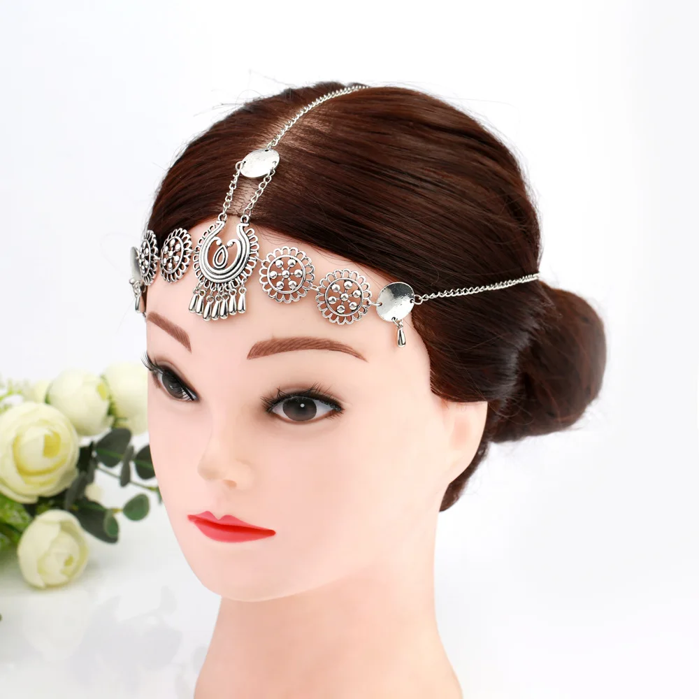 Silver 60 шт/лот DIY Простые мульти металлические глифы капли воды повязки на голову ретро украшения для волос со свисающими элементами Инструменты для укладки волос аксессуар HA1306 - Color: Silver